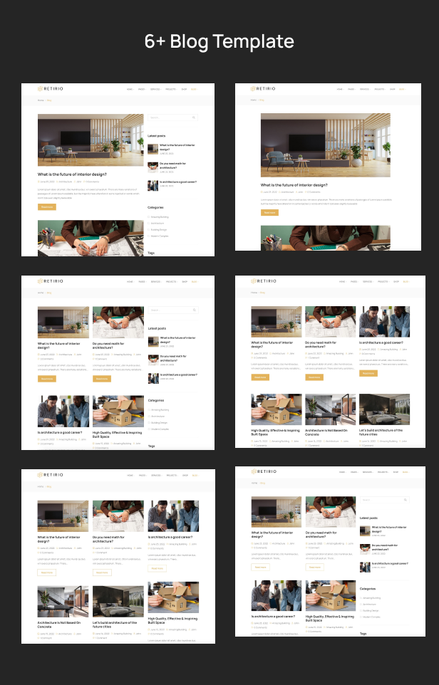 Retirio - Architecture and Interior WordPress Theme