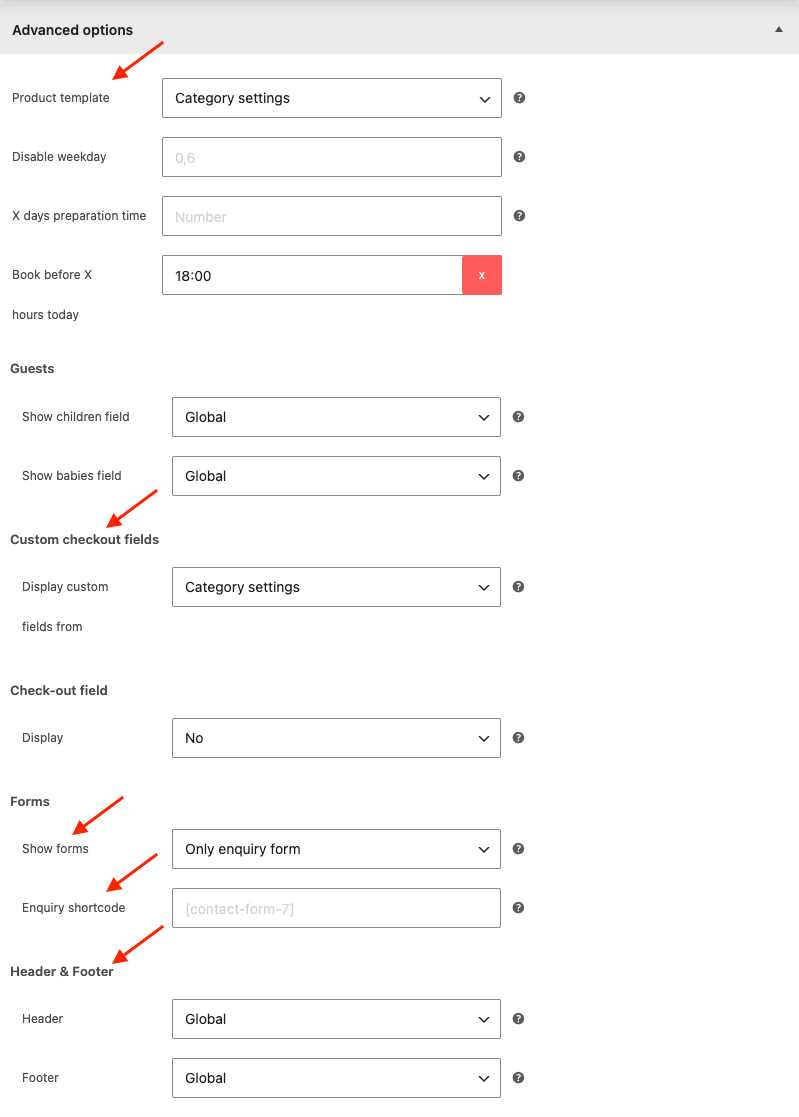 Advanced options tab
