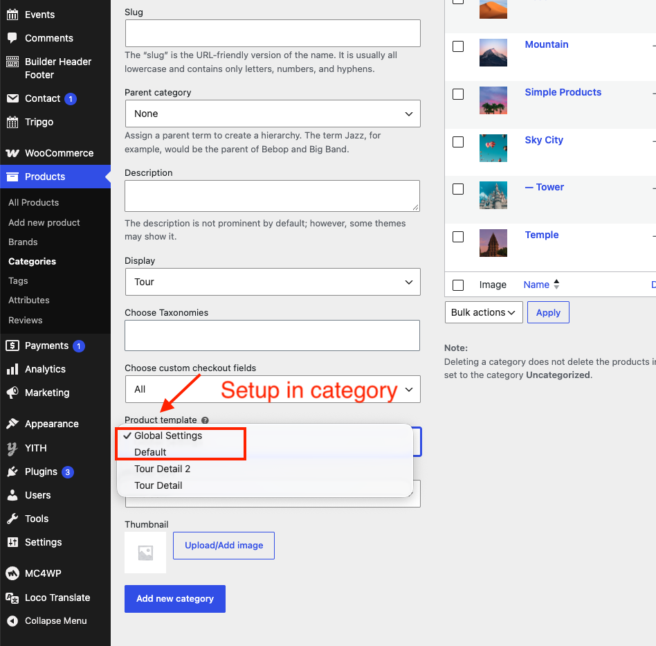 Default template setup step 2
