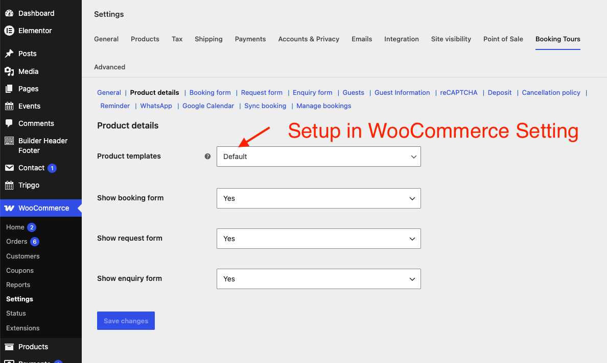Default template setup step 3