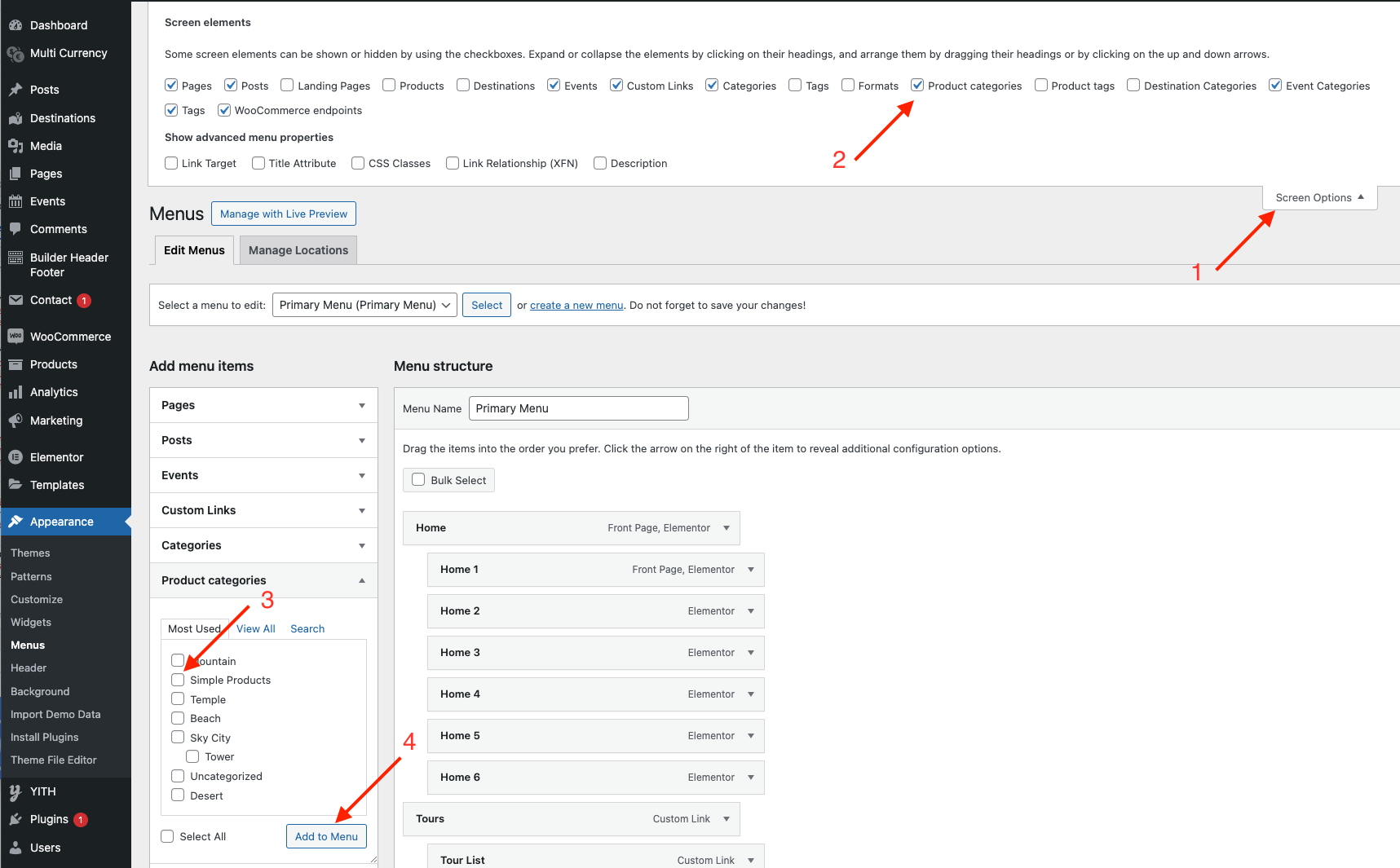 Display category at frontend