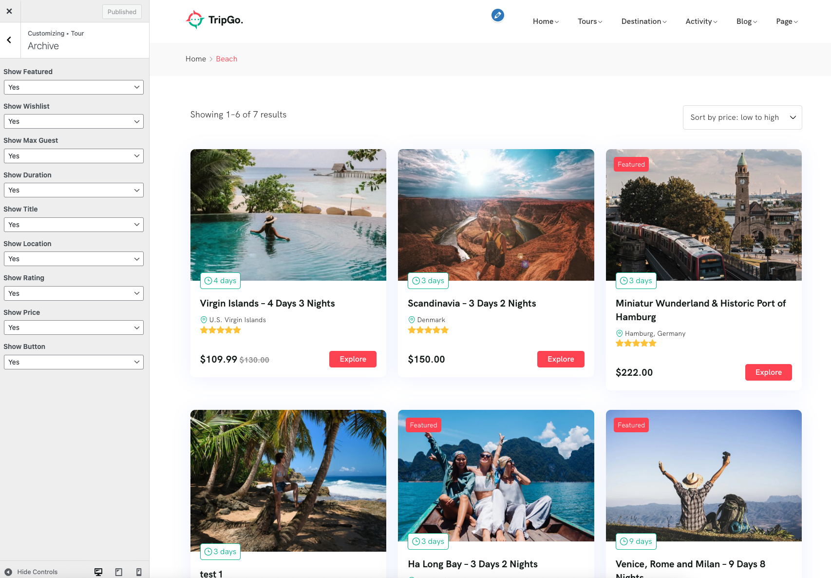 Customize category template in Customizer
