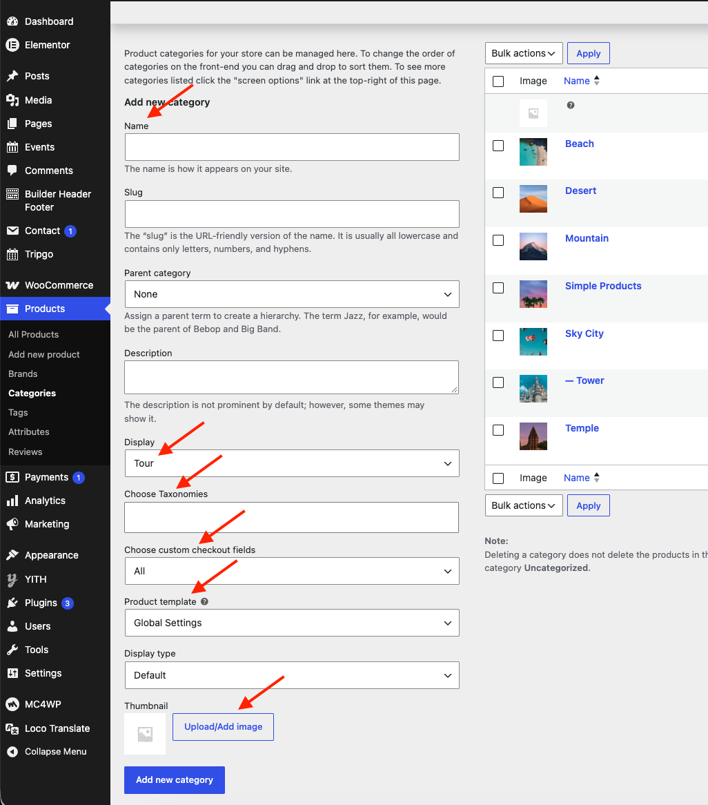 Create a category