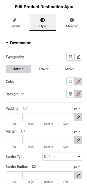 Product Destinations Ajax settings