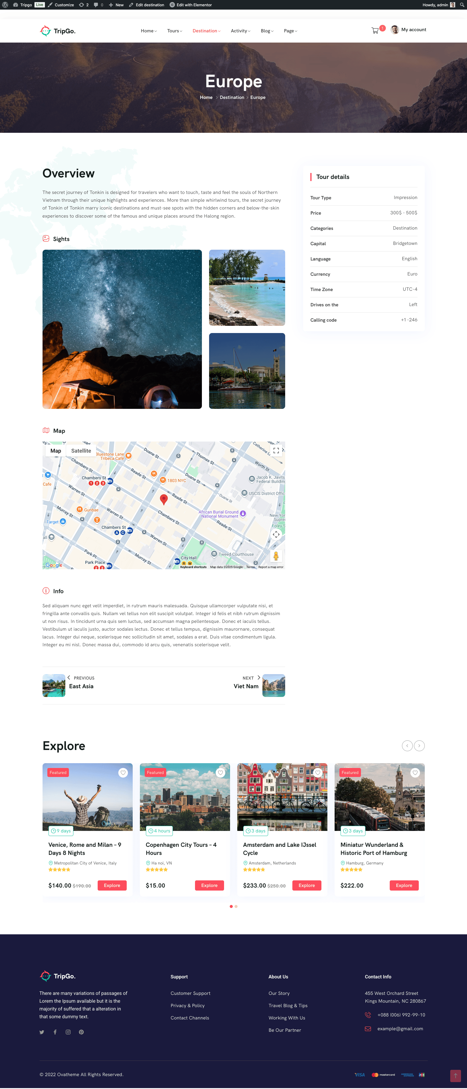 Destination Template 1 frontend