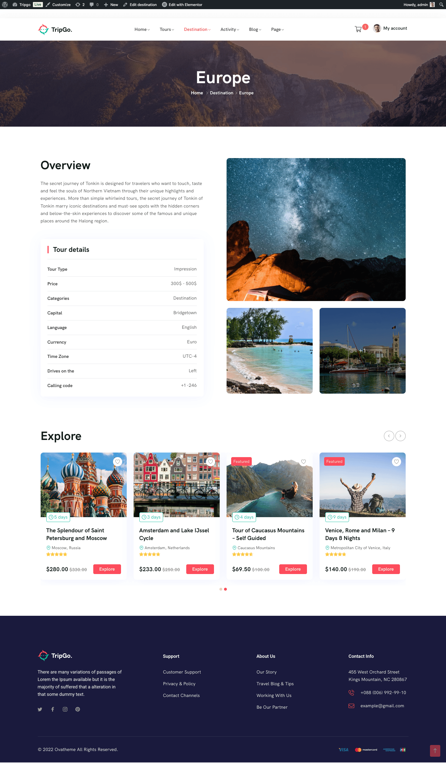 Destination Template 2 frontend