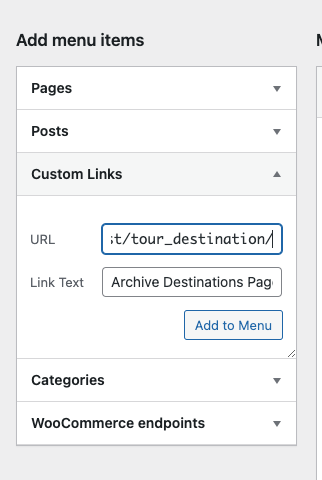 Add all categories to menu