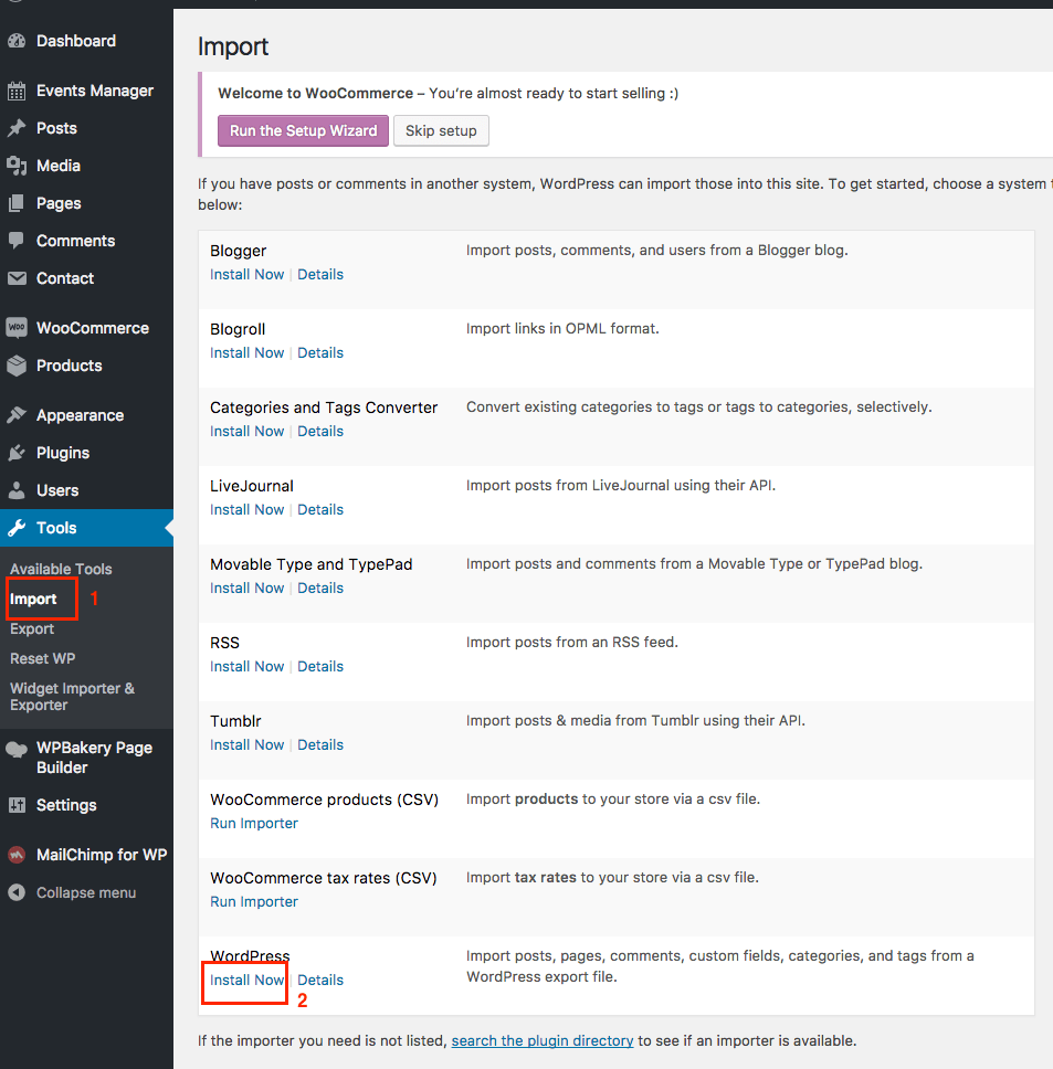 Manual import step